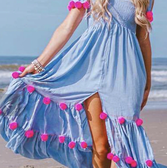 NWT Pom Pom Beach Maxi Summer Dress - Picture 4 of 12